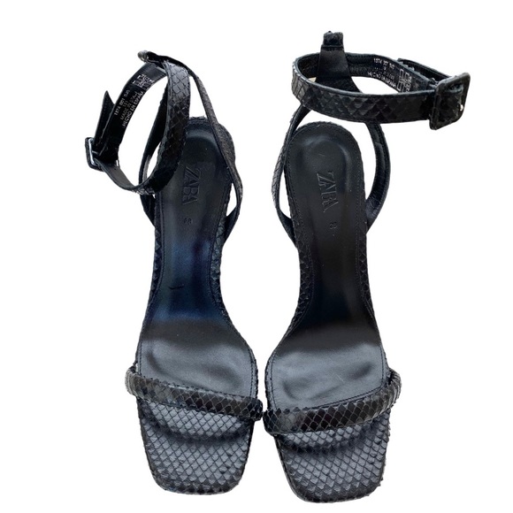 ZARA 100% Leather Snakeskin Print Sandal - Picture 3 of 5